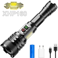 new xhp160 high power led flashlight 9 light modes type c charging telescopic flashlight torch lanterna cob work light fishing
