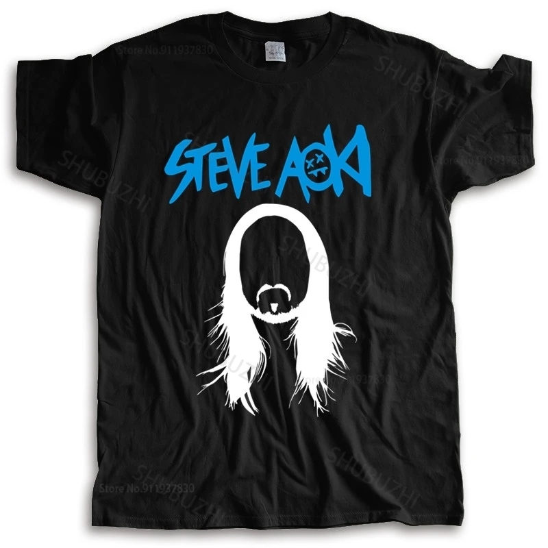 

Хлопковая футболка, мужские летние футболки, Стив AOKI электро-дом, музыка, DJ Логотип, черная футболка, новая модная футболка, Мужская футболка