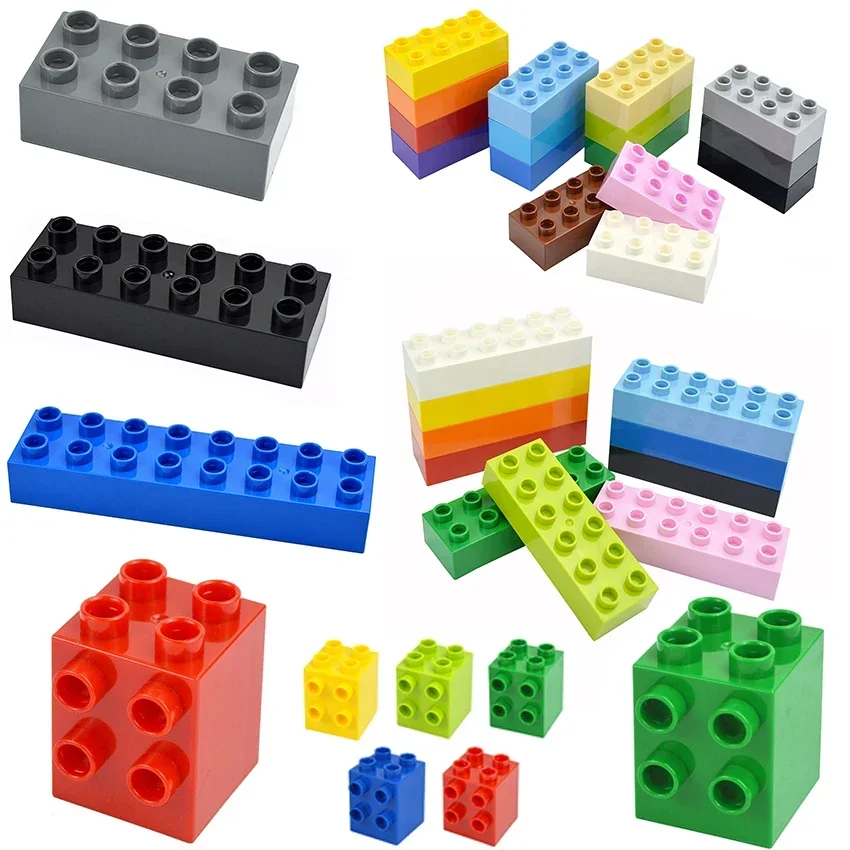 

Big Size Bricks DIY Creative Bulk Thick Building Blocks Educational Kid Toys Large Particles Slope Brick Compatible With Duploes