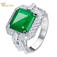 wong rain luxury solid 925 sterling silver 3ex cut vvs emerald gemstone created moissanite ring fine jewelry gifts drop shipping