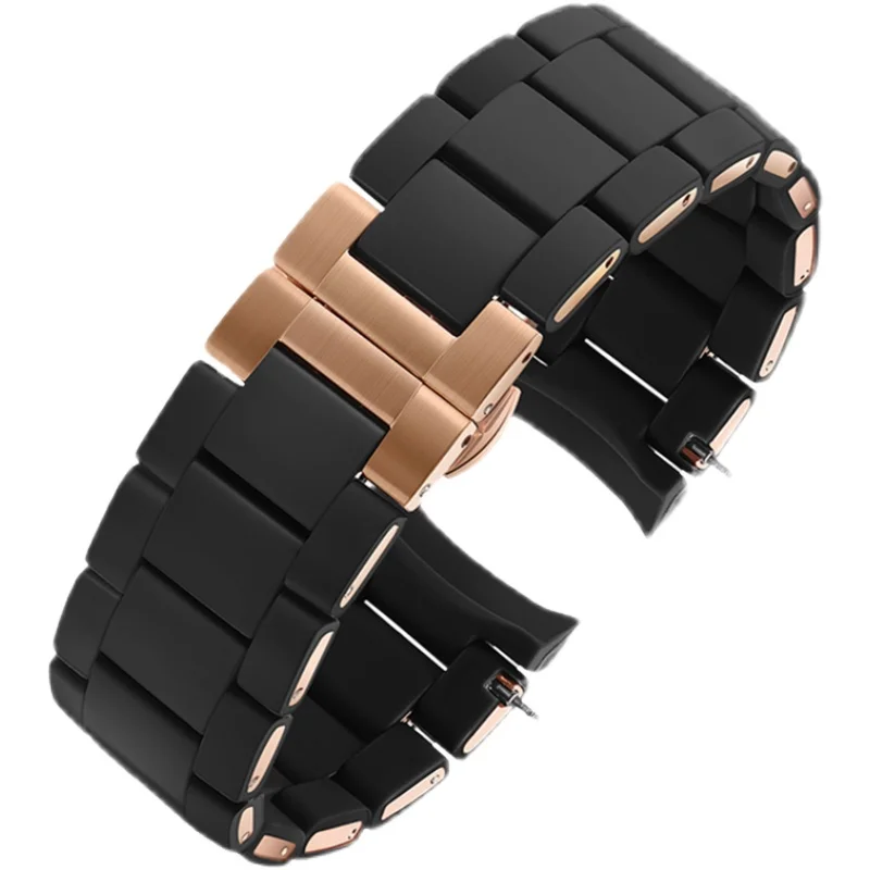 Резиновый стальной ремешок для часов для Armani AR5905 AR5906 AR5919 AR5920 AR5890, мужской ремешок для часов 23 мм, женский браслет 20 мм, браслет (art.: 3920ce8854875) - 3920ce8854875