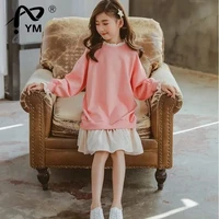 new spring and autumn girls dress korean style patchwork fashion princess dress long sleeved baby kidsteens childrens clothing