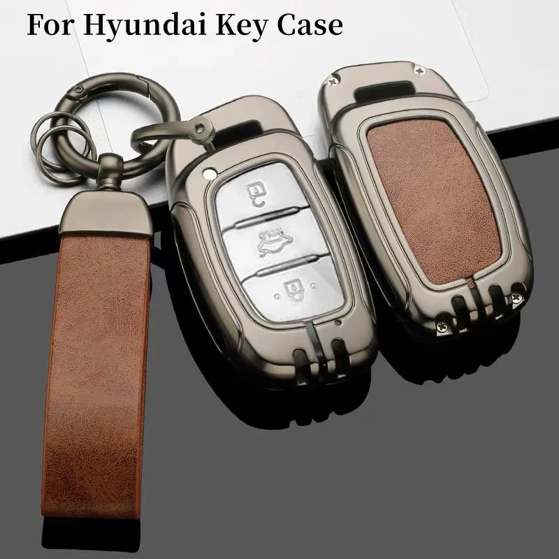 

Zinc Alloy Leather Car Key Case Cover For Hyundai Verna Sonata Elantra Tucson Auto Creta I10 I20 I40 IX35 IX45 Santa Key Holder