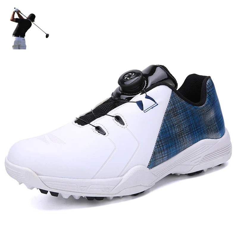 

Men Quick Lacing Golf Shoes Spikes Golfing Sneakes Women Outdoor Professional Golf Sneakers Large Size 46 47 Walking Footwear