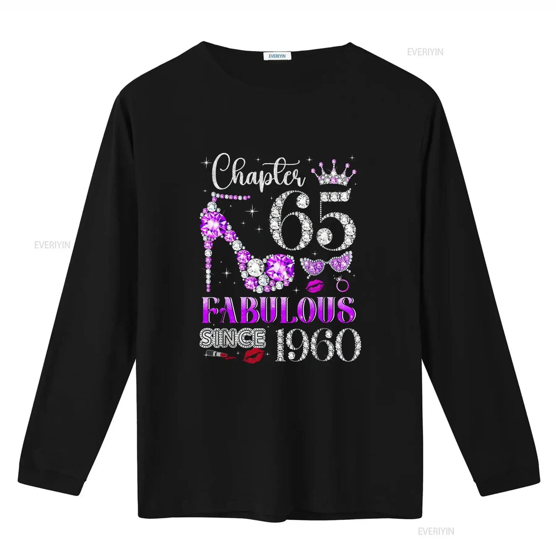 Фото Футболка для женщин и девушек к 65-летию, коллекция Chapter 65 Fabulous Since 1960, винтажная, с эффектом потертости, унисекс, дизайнерская одежда, стильная уличная одежда №3