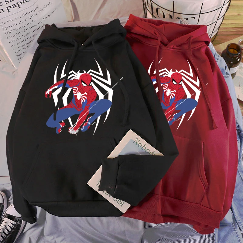 

Women Spiderman sweatshirts Men Loose Fleece Hoodie Marvel superhero Harajuku Cartoon Print Cute Kawaii Jacket Autumn Clothing