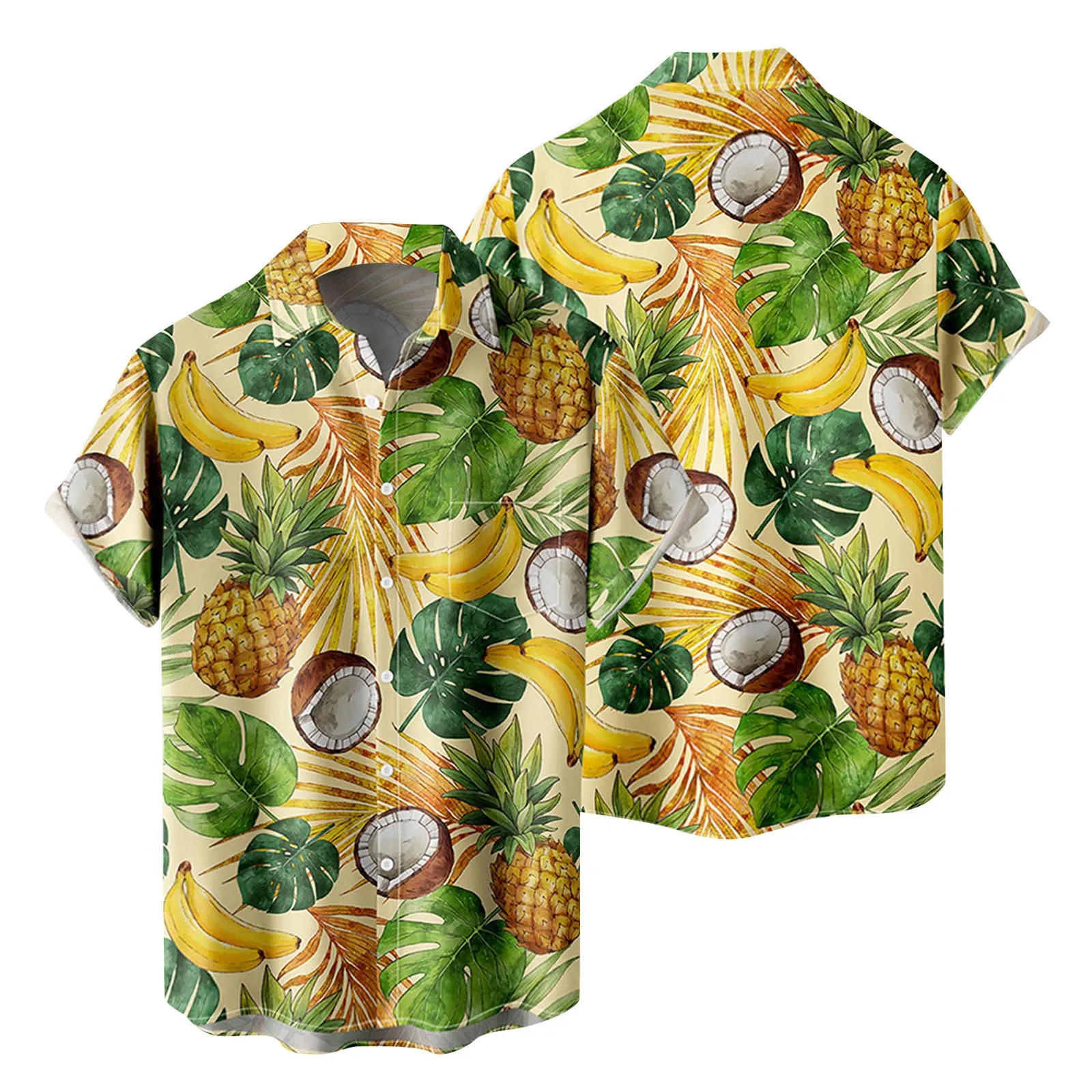 

Mens Fashion And Leisure 3D Digital Printing Buckle Lapel Short Sleeve Shirt Top Dry Fit Sleeve