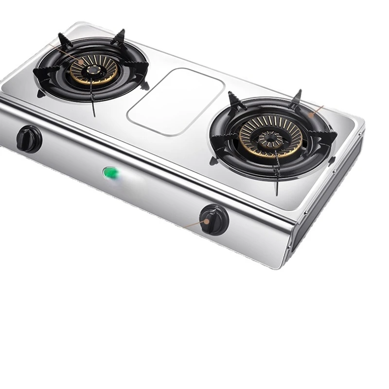 

Gas Stove Gas Stove Double Burner Desktop Household Stainless Steel Liquefied Petroleum Gas Stove Official Authentic Products