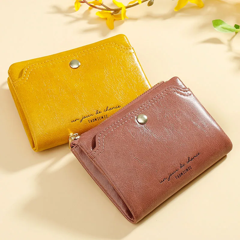 

New Fashion Fold Short Wallet For Women's Soft PU Leather Zipper Design Mini Coin Purse Card Holder Ladies Clutch Small Female