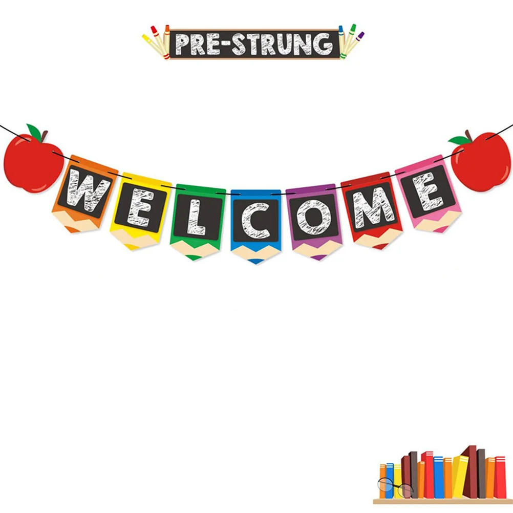 

Banner School Welcometo Decorations Bunting Classroom Party First Dayhanging Starting Door Sign Decor Supplies Flagpull Baby