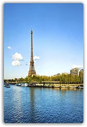 

Metal Sign Eiffel Tower in Paris France Modern Wall Art