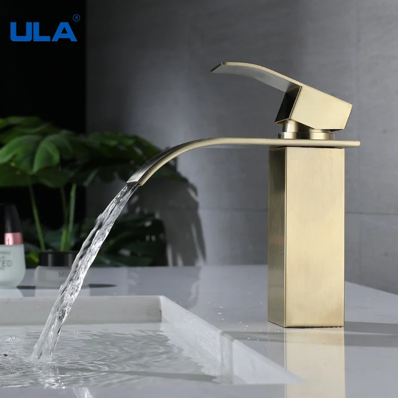 

ULA Black Faucet Gold Basin Faucet Washbasin Mixer Tap Hot Cold Water Mixer Taps Crane Sink Faucet Tap Waterfall Mixer Aerator