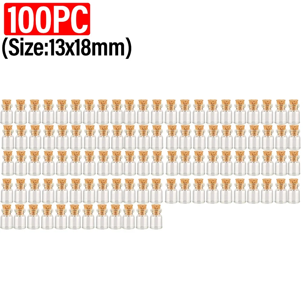 

Прозрачные стеклянные бутылочки с пробкой, 100 шт