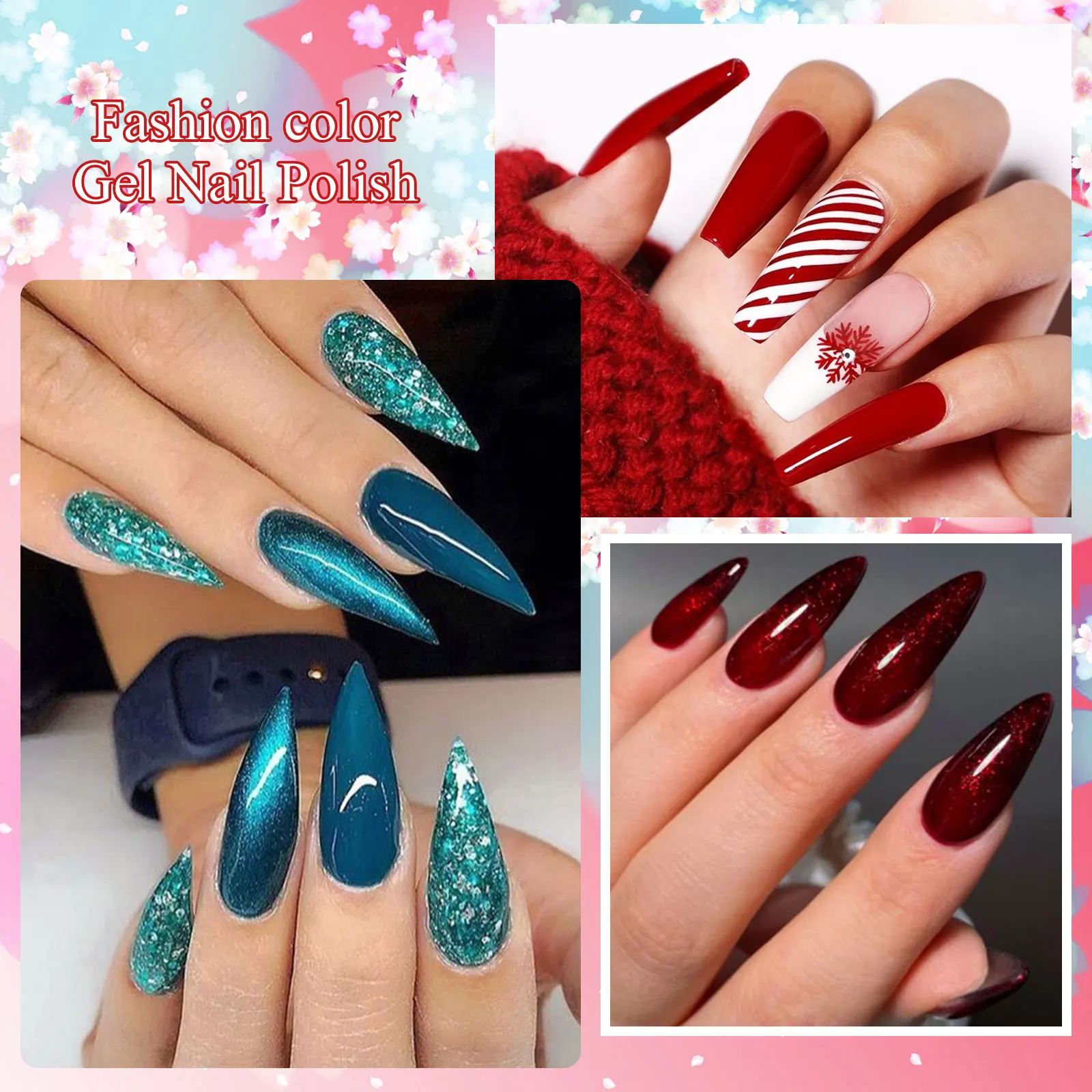 10 шт. / комплект красного геля лака для ногтей осенне - зимнего блеска маникюр