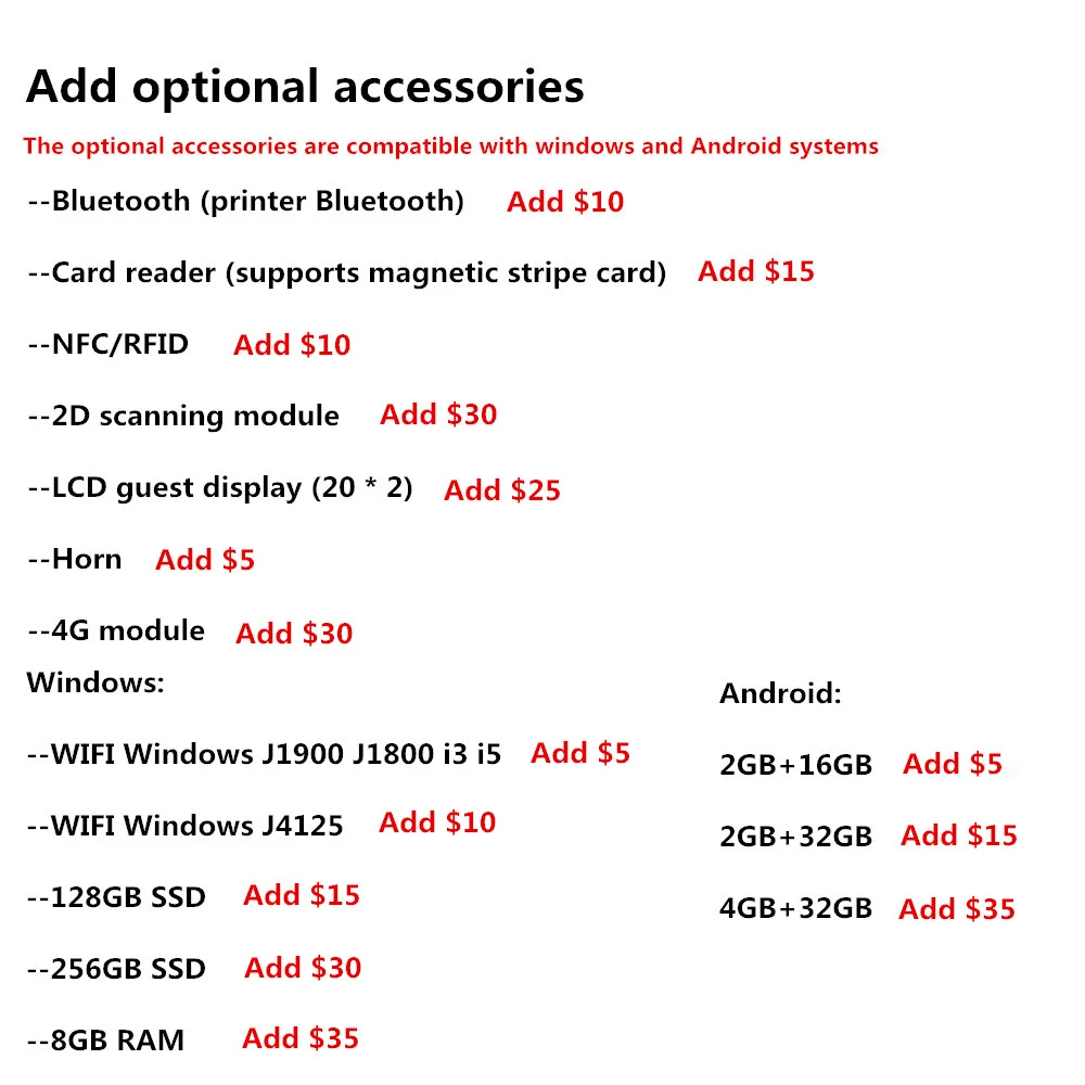 

Need to add 116cash register printer optional function
