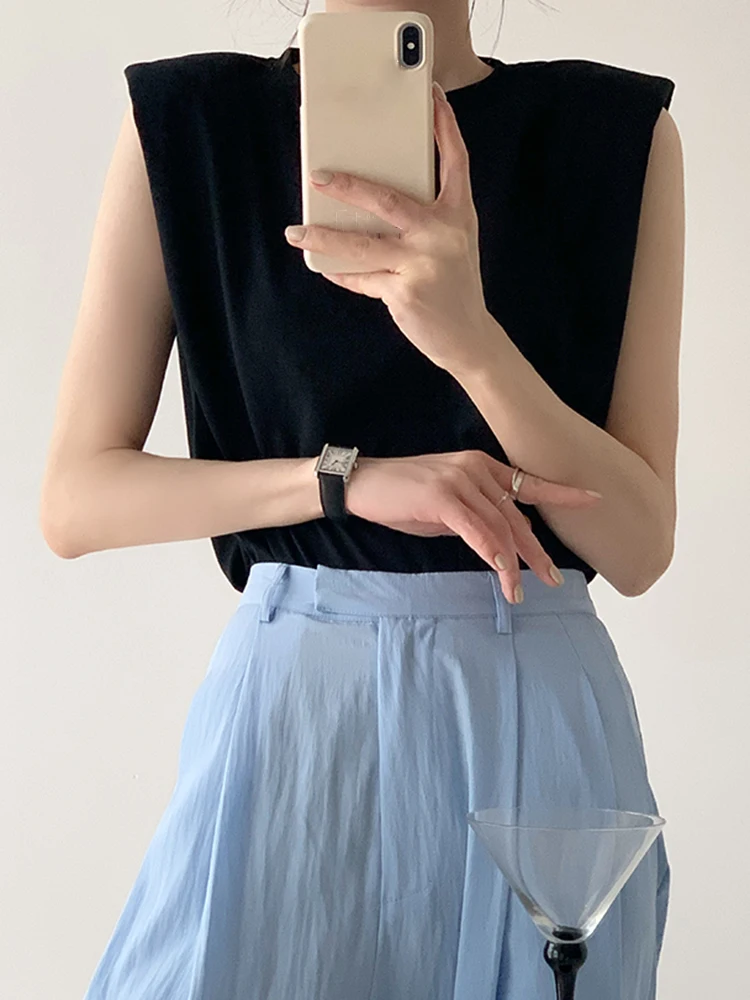 Женский Свободный жилет TWOTWINSTYLE повседневный однотонный минималистичный топ с