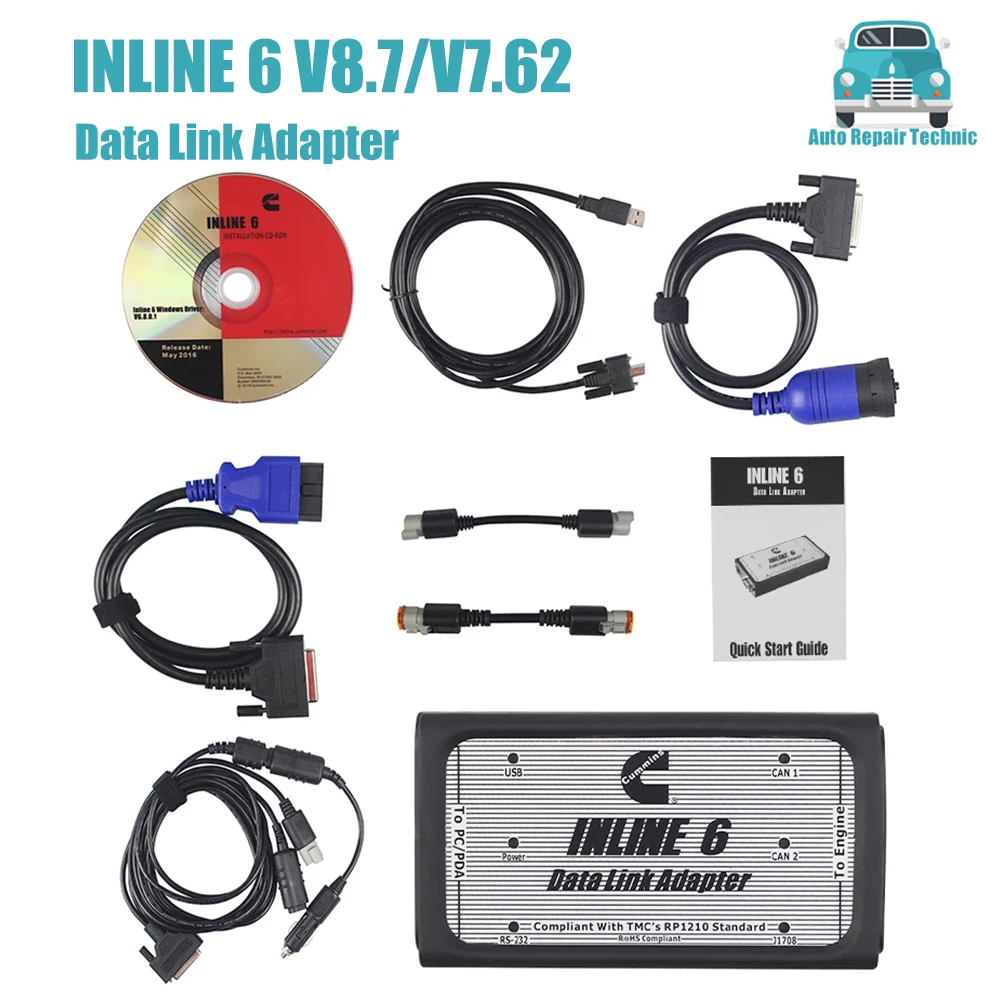 

INLINE 6 V8.7 V7.62 Data Link Adapter Automotive Heavy Duty Truck Diagnostic Tool INLINE6 Cummins Diagnostics Complete Inline