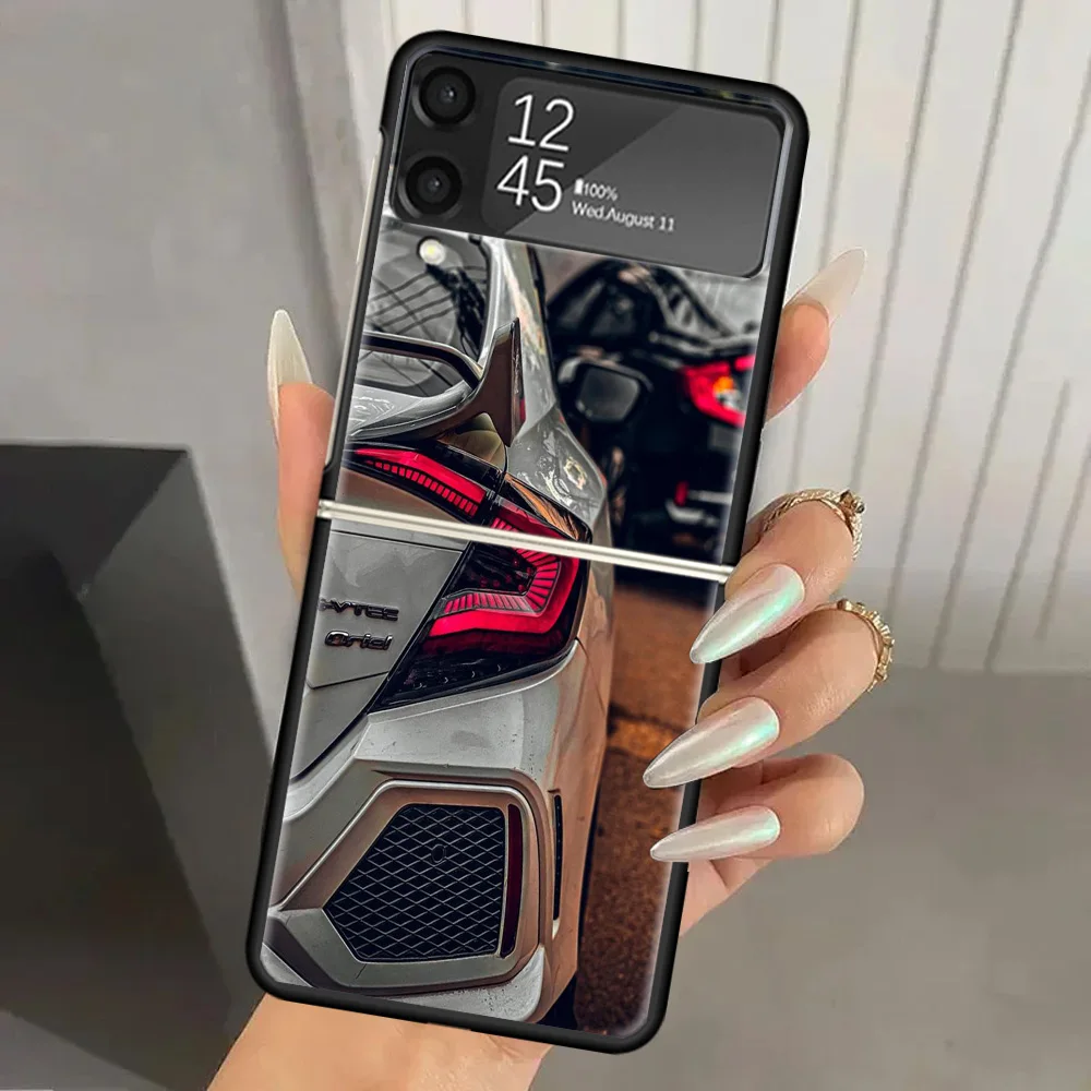 Твердый чехол JDM Type R для телефона из поликарбоната Samsung Galaxy Z Flip 6 5 4 3 черный ZFlip6 Flip5