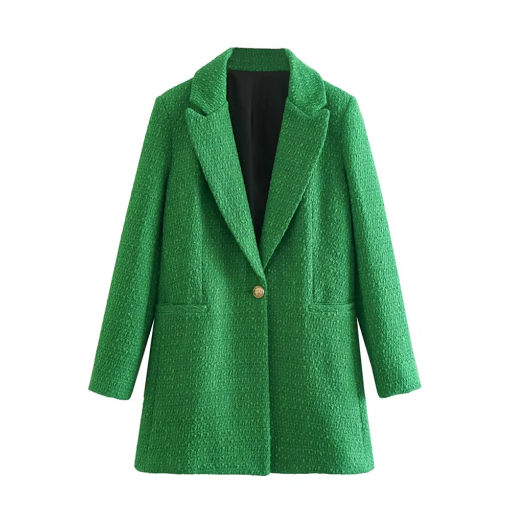 

COS LRIS spring new women's fashion commuter lapel long-sleeved one-button texture long suit jacket 8139/457