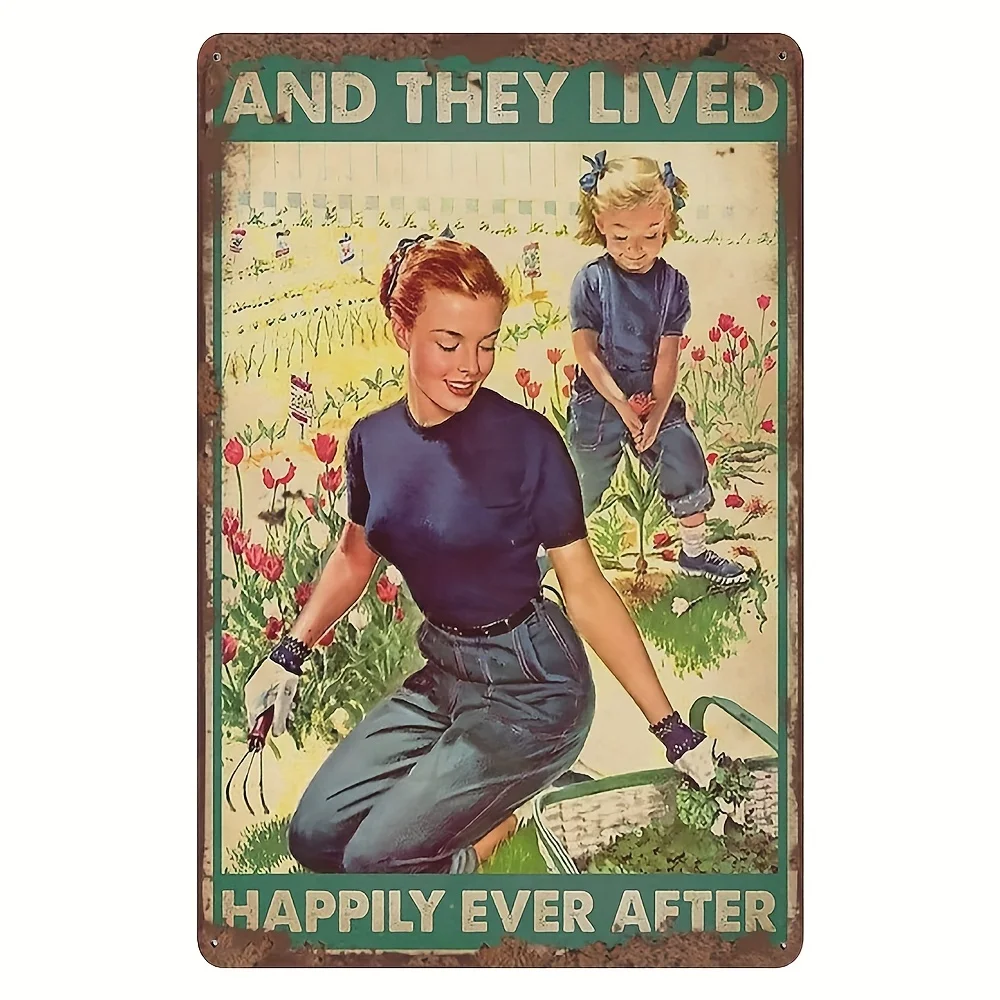 

Chic Metal Tin Sign The Garden In Some Girls Souls Retro Gardening Decor Girl's Bedroom Decor Garden Wall Art They Lived Happily