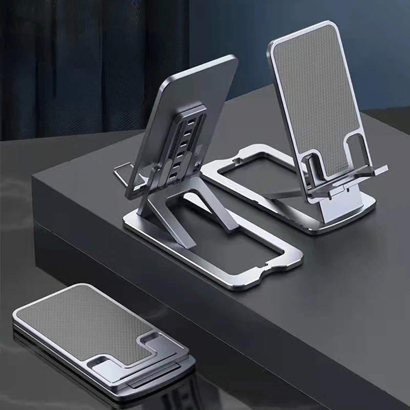 

Foldable Cell Phone Stand Metal Desktop Holder Adjustable Portable Phone Cradle Dock for iPhone 13 12 Pro Max SE Xiaomi