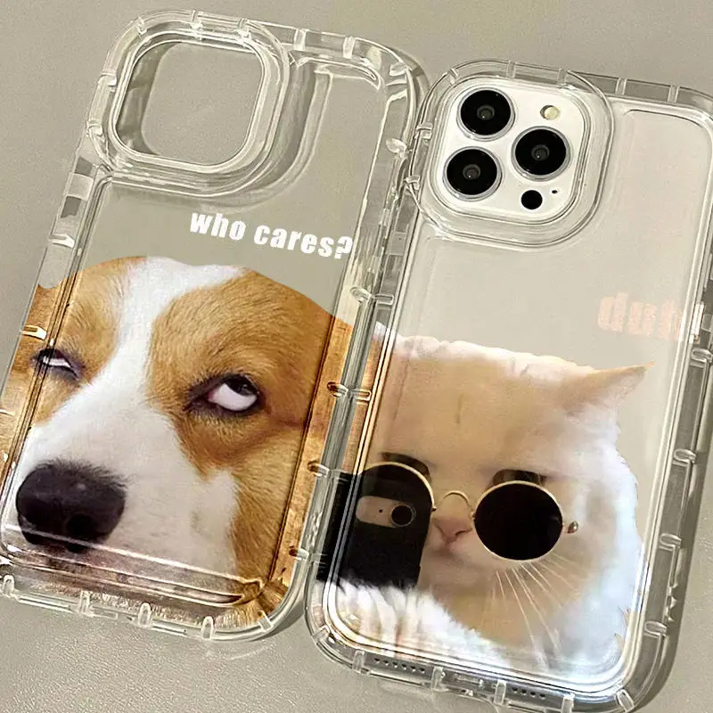 

Couple cat and dog, airbags painted Phone Case For iphone 14 13 12 11 Pro Max X XR XSMAX 7 8 Plus SE TPU Case Cover new products