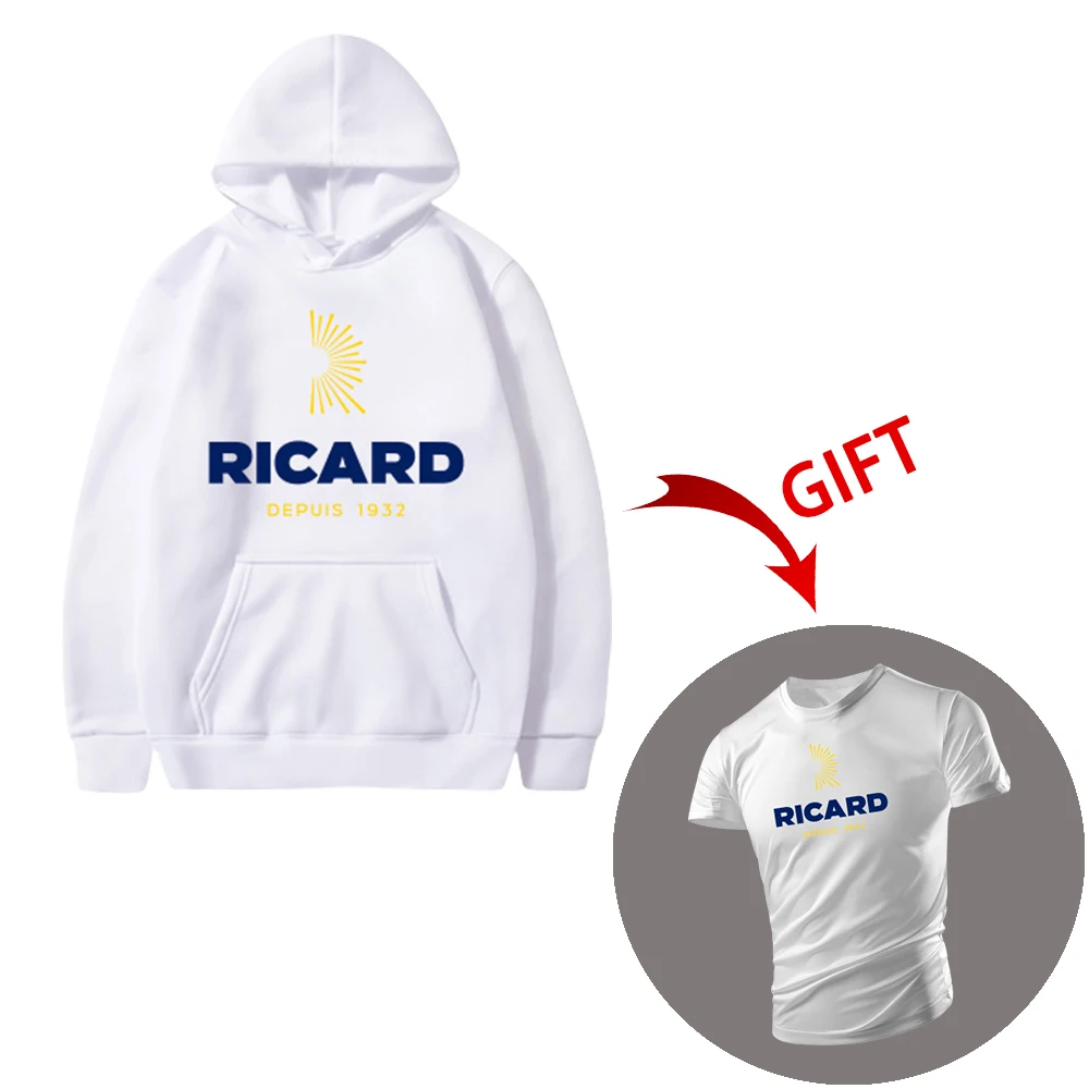 Ricard Letters 2D Print Hoodie Men Four Seasons Wine French Oversized Loose Comfortable Pullover Youth Outdoor Free T-Shirt