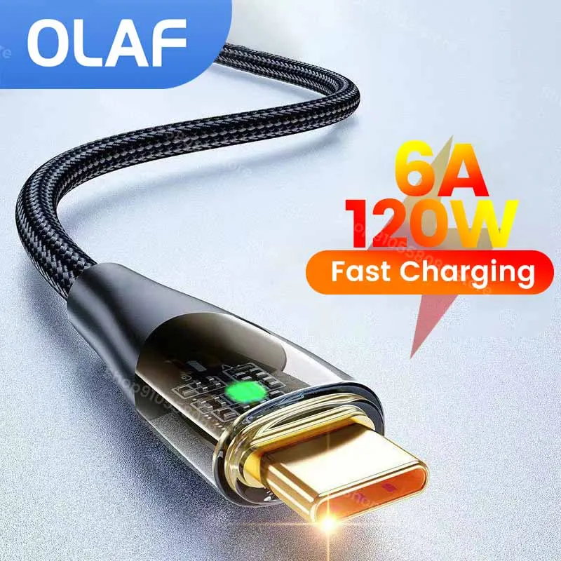 

120W USB Type C Cable Super Wire Charging 6A 120W USB C Cable Fast Charging For Samsung Xiaomi Huawei Oneplus Poco Data Cord