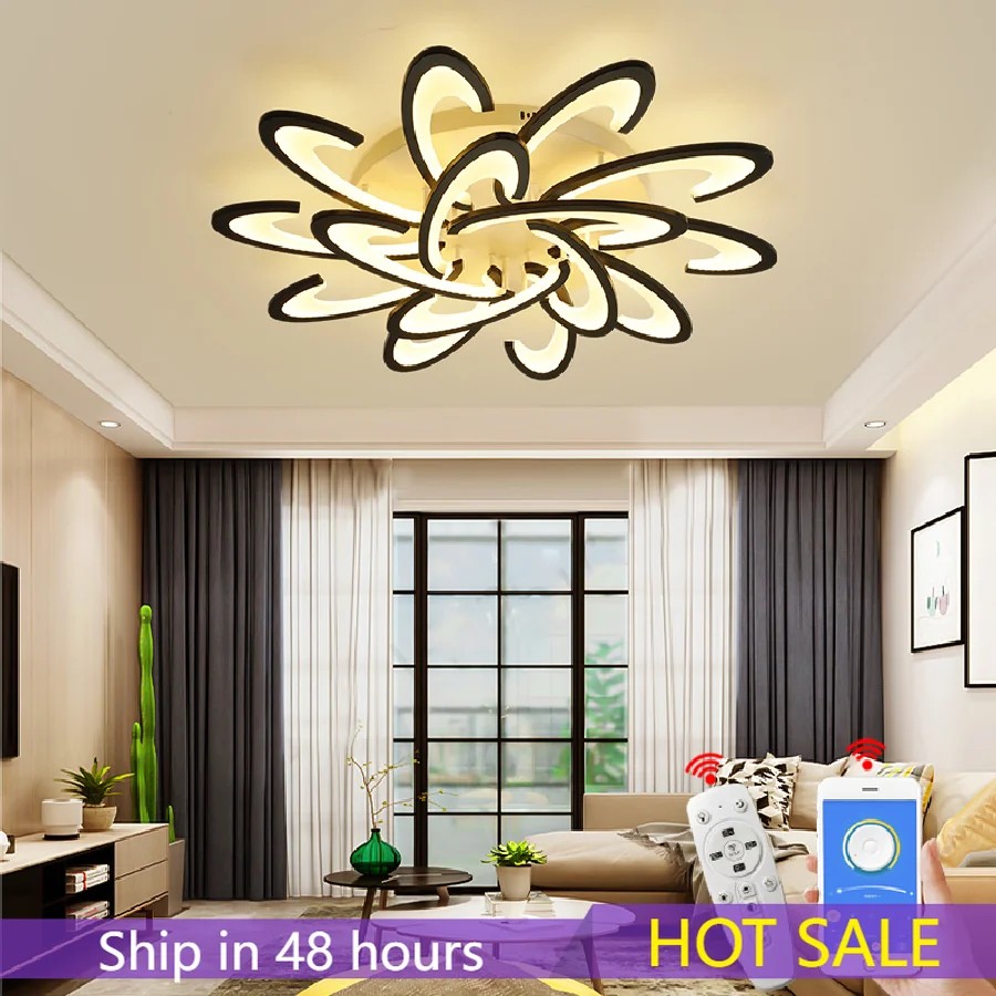 

Modern Led chandeliers For Living Room Study room Bedroom lights lampara techo White/Black Ceiling chandelier fixtures 90-260V