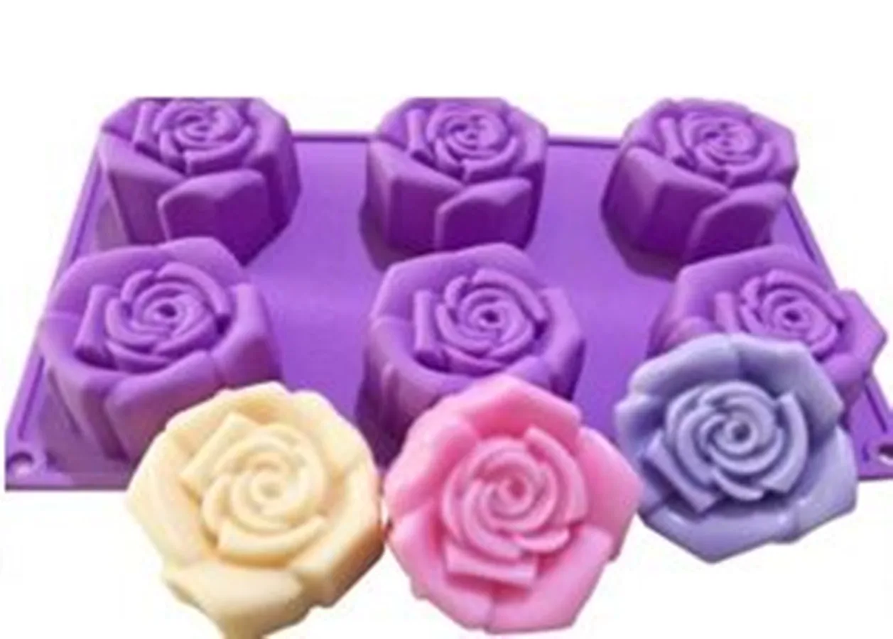 

6 отверстий Роза силиконовая форма для торта форма для мыла выпечка инструмент