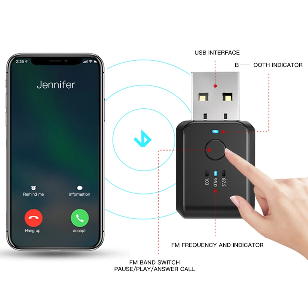 Автомобильный Bluetooth 5 1 FM-передатчик приемник громкой связи вызов мини USB мощный