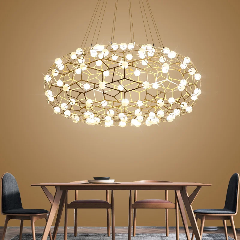 

Pendant Light Led Art Chandelier Lamp Room Decor Nordic Post Modern Lustre Plate Copper Gold Steel Oval Shape Luxury Luminaria