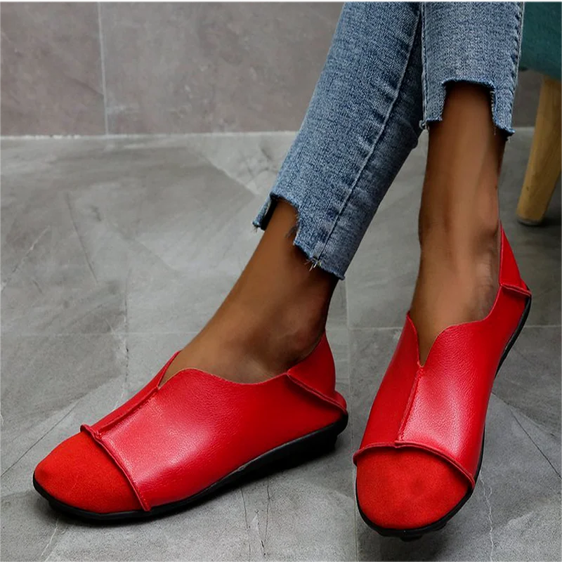 

Женские кожаные мокасины, мягкие бабушкины туфли на плоской подошве, повседневная обувь для вождения, 2022