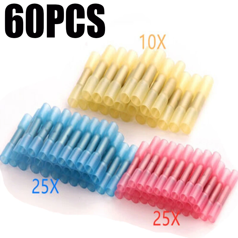 60 шт., термоусадочные клеммы для проводов, 22-16 AWG