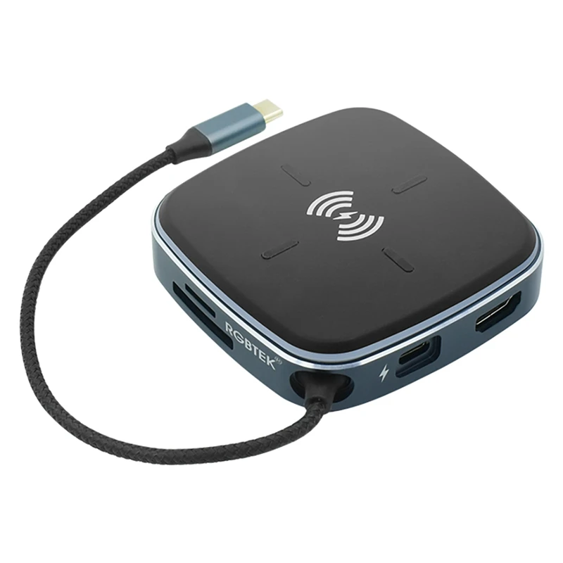 

Multifunction Type-C Docking Station Usb 3.0 Hub Tf /Sd Card Wireless Charging Pd Adapter for Pc /Display/ Smart Tv