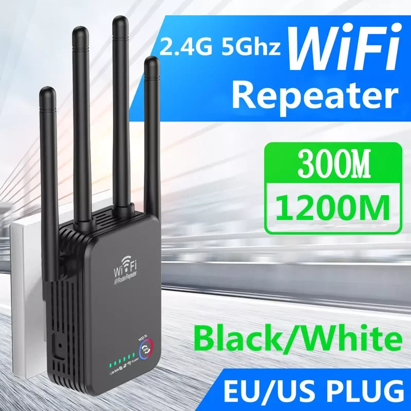

5Ghz Wireless WiFi Repeater 1200Mbps 300M Router Wifi Booster 2.4G Wifi Long Range Extender 5G Wi-Fi Signal Amplifier Repeater