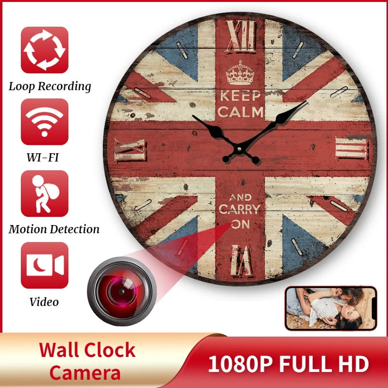 

Мини-камера 1080P HD с Wi-Fi, деревянная фотокамера, украшение для гостиной, ретро-часы, домашний декор, камера с поддержкой удаленного просмотра