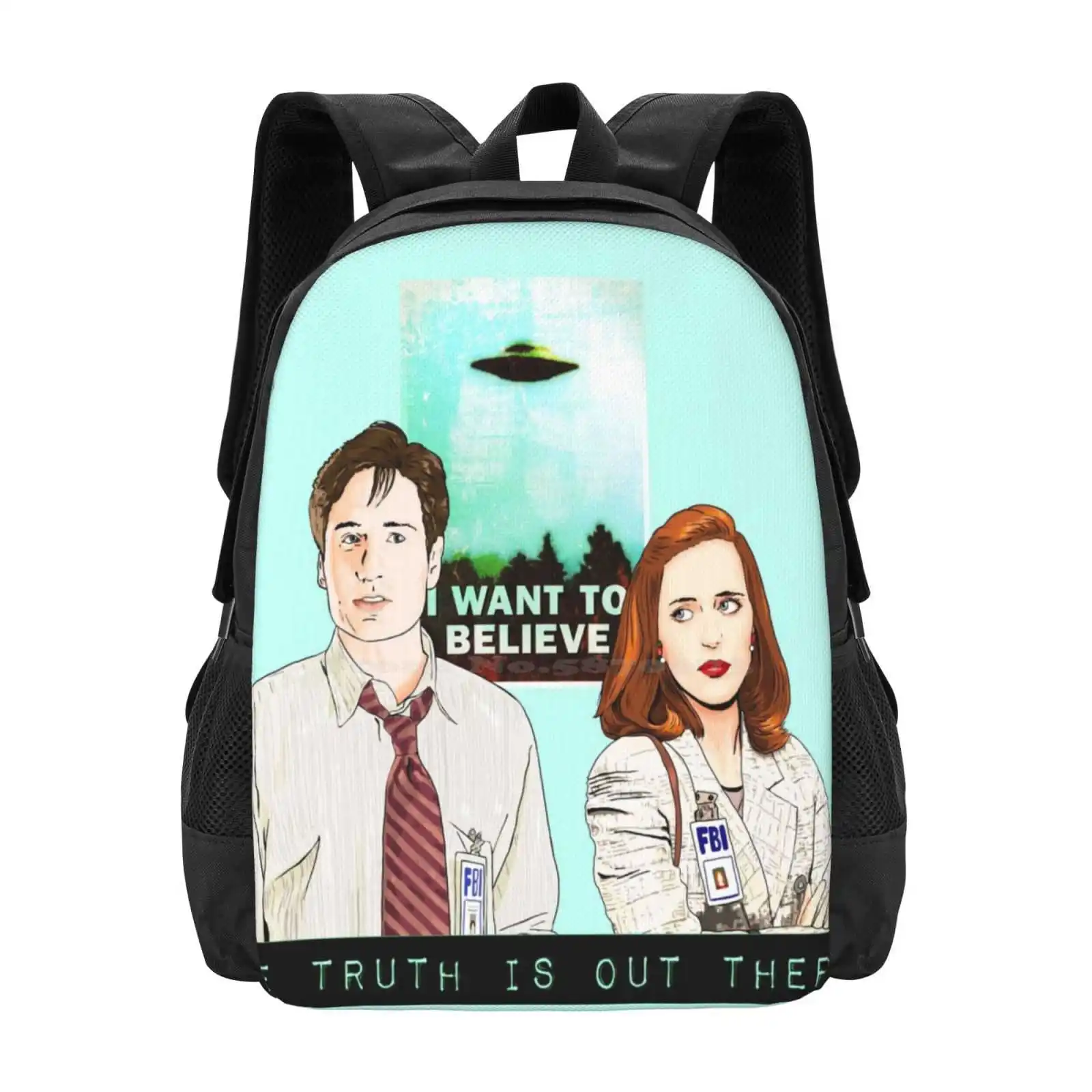 The X Files The Truth Is Out There I Want To Believe By Mimie Teen College Student Backpack Pattern Design Bags Printing
