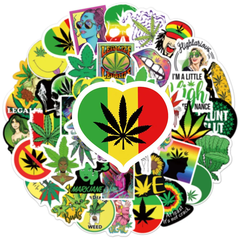 

10/30/50/100pcs Leaves Weed Smoking Cool Stickers Decals Graffiti Laptop Notebook Tablet Phone Scrapbook Waterproof Sticker Pack