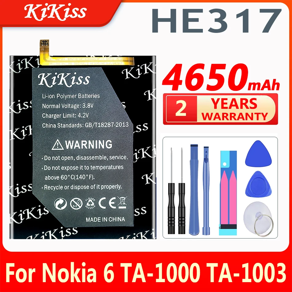 

KiKiss 4650mAh HE317 Battery For Nokia 6 Battery Nokia6 N6 TA-1000 TA-1003 TA-1021 TA-1025 TA-1033 TA-1039 Phone Batteries