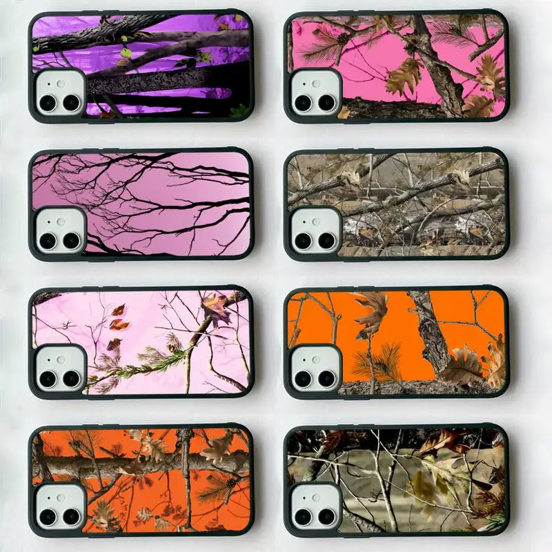 

Real Tree Phone Case Silicone PC+TPU Case for iPhone 11 12 13 Pro Max 8 7 6 Plus X SE XR Hard Fundas