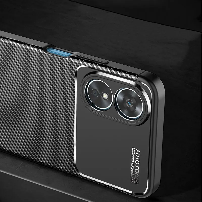 For OPPO A17 Cover Case OPPO A17 Coque Shell Soft Luxury Business Carbon Fiber Shockproof Protective Back Bumper For OPPO A17