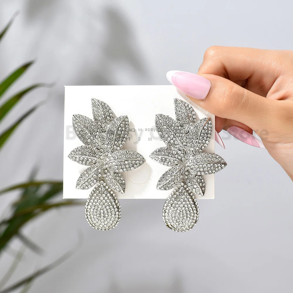 Модные геометрические металлические полностью хрустальные Висячие серьги для