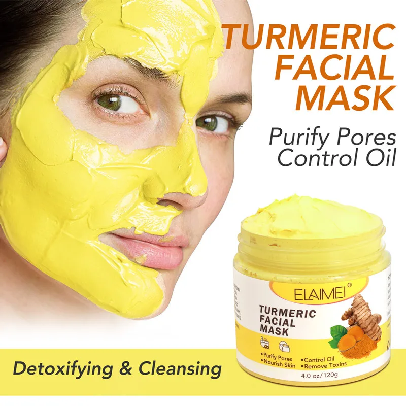 

Turmeric Clay Mask Deep Cleansing Acne Exfoliating Facial Mask Moisturizing Whitening Face Cosmetics Beauty Skin Care 120G