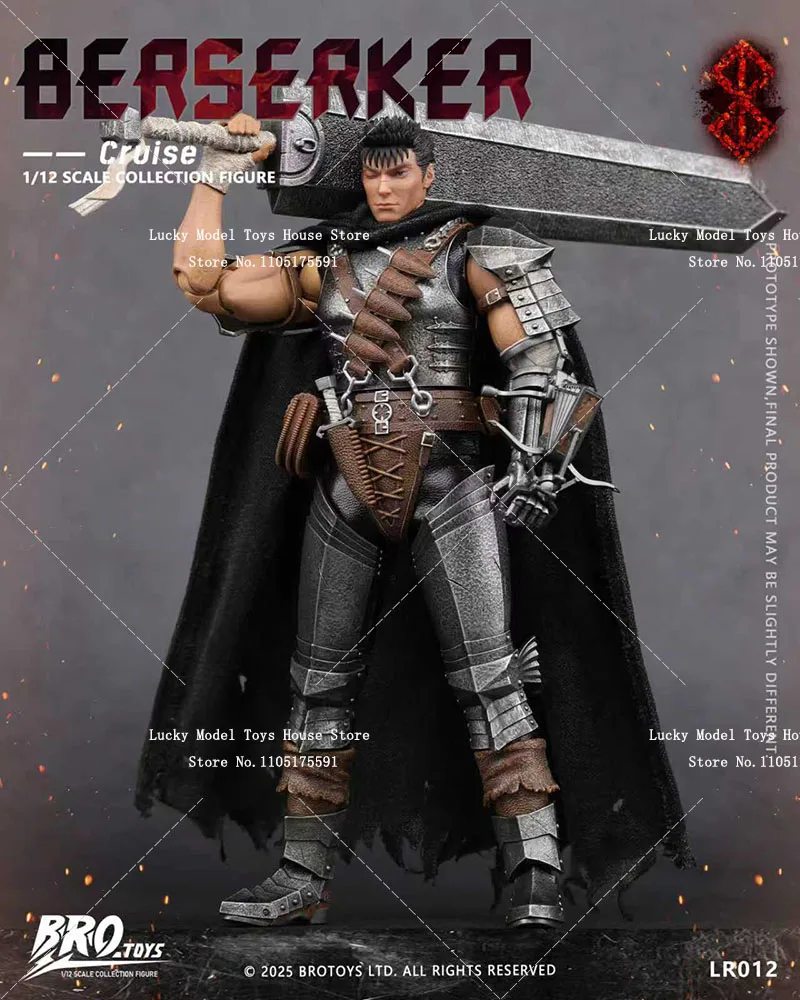 Фото BROTOYS LR012 1/12 Фигурка Guts Caped Man, Берсерк, подвижное тело, 6 дюймов, полный комплект, коллекционная модель солдата №4