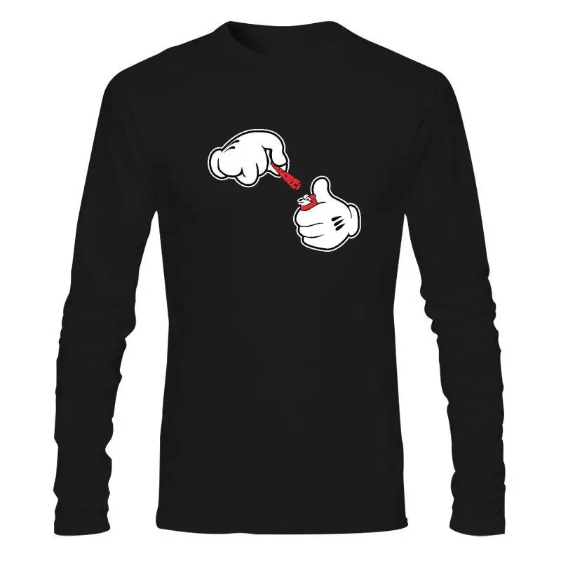 Мужская одежда, мультяшная футболка с зажигалкой для рук Blunt Marijuanna, крутая футболка для колледжа, вечевечерние марихуаны, топы из 100% хлопка, ...