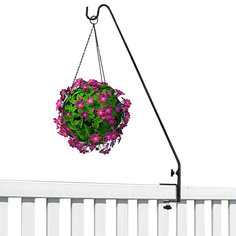 

Shepherds Hook 2pcs Extended Reach Deck Hook Hanger For Railing Multi-Use Hook Kit Hang Flower Baskets Bird Feeders Wreaths