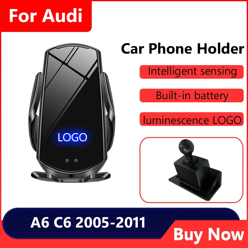 

For Audi A6 C6 2005-2011 Wireless Charger Car Phone Holder Luminous LOGO Easy Installation Special Base Car Interior Accessories