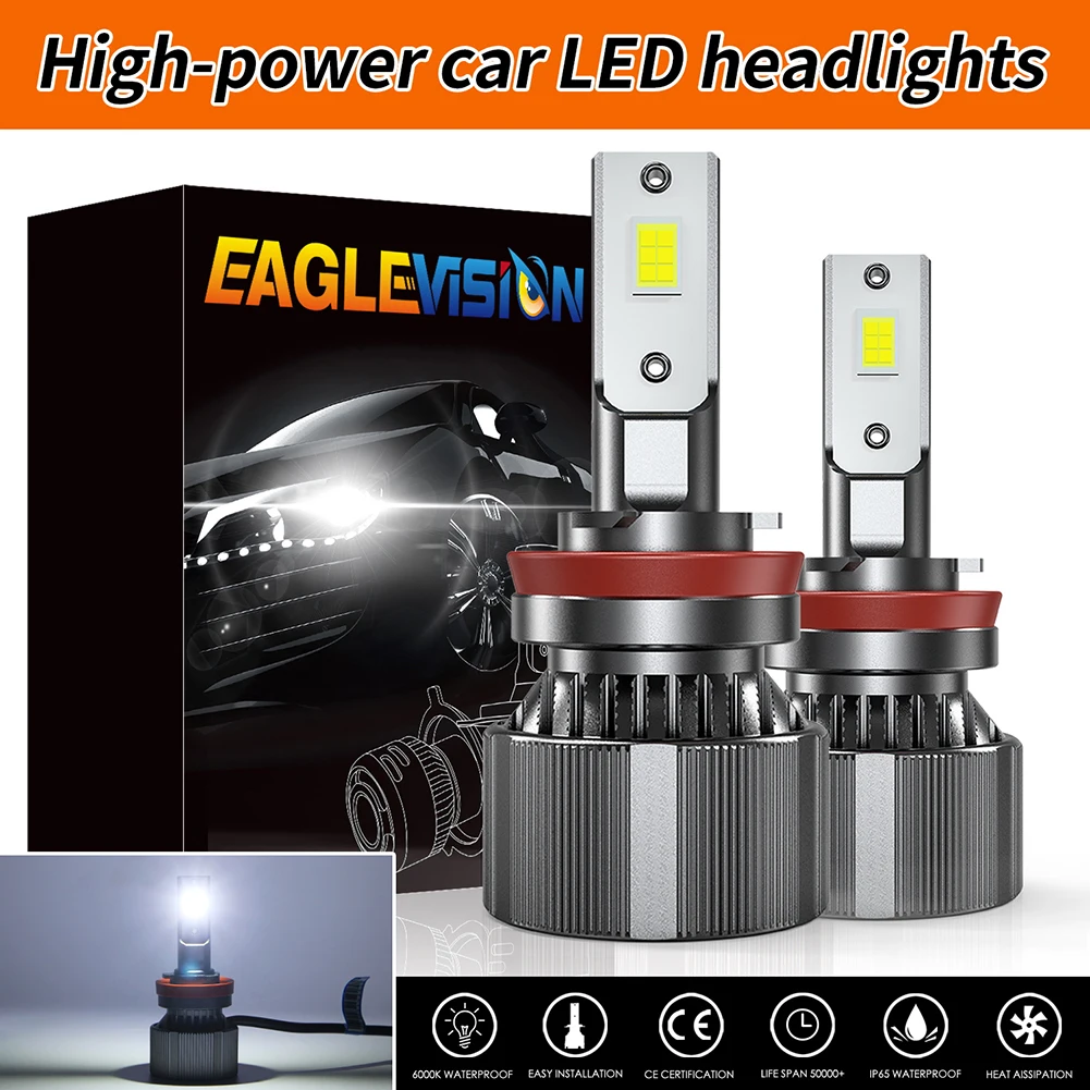 

2PCS H4 H7 LED Bulb H8 H11 9005 9006 9012 Car Headlight 24000LM High Lumen 9-32V 60W Driving Light IP68 Waterproof Accessories