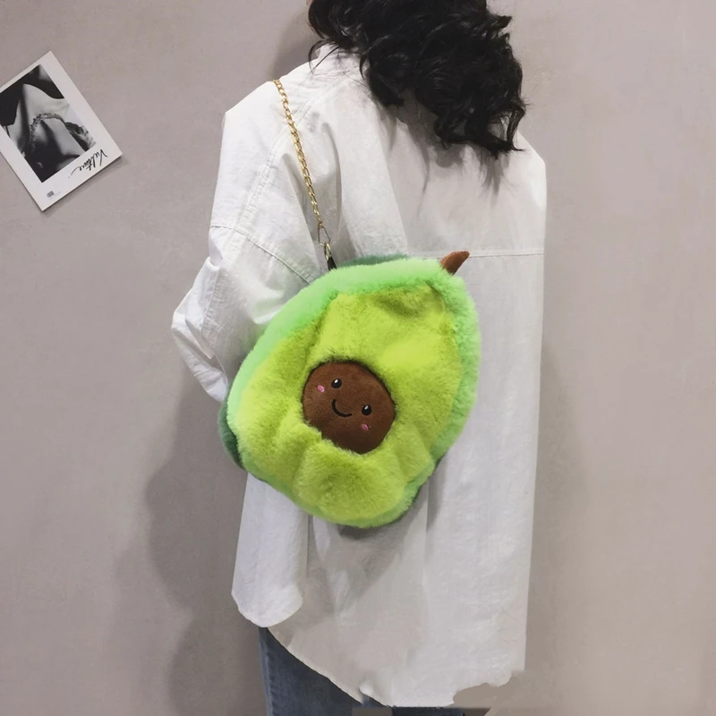 New Creative Chain Plush Backpack Soft Girl Doll Crossbody Bag Cute Funny Shoulder Bag female Storage mobile phone bag